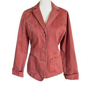 GAP stonewashed coral collared long sleeve button down blazer jacket women's S